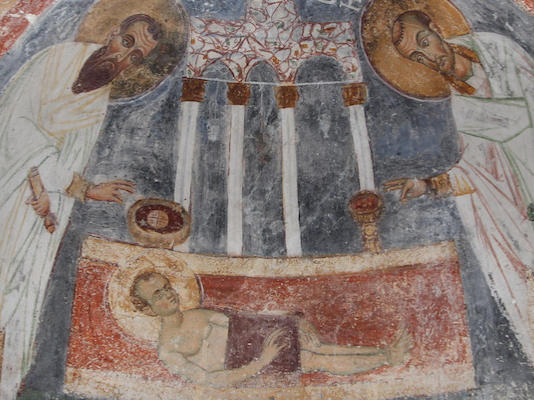 Fresco of Christ the Amnos (detail), exonarthex of the Theotokos Church, Studenica Monastery, Serbia. Copyright: BLAGO Fund, Inc. Licensed under CC BY-NC 3.0.