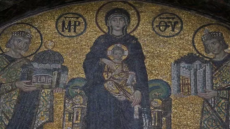 Constantine and Justinian with the Theotokos and Christ Child at Hagia Sophia		David Hendrix/Byzantine Legacy